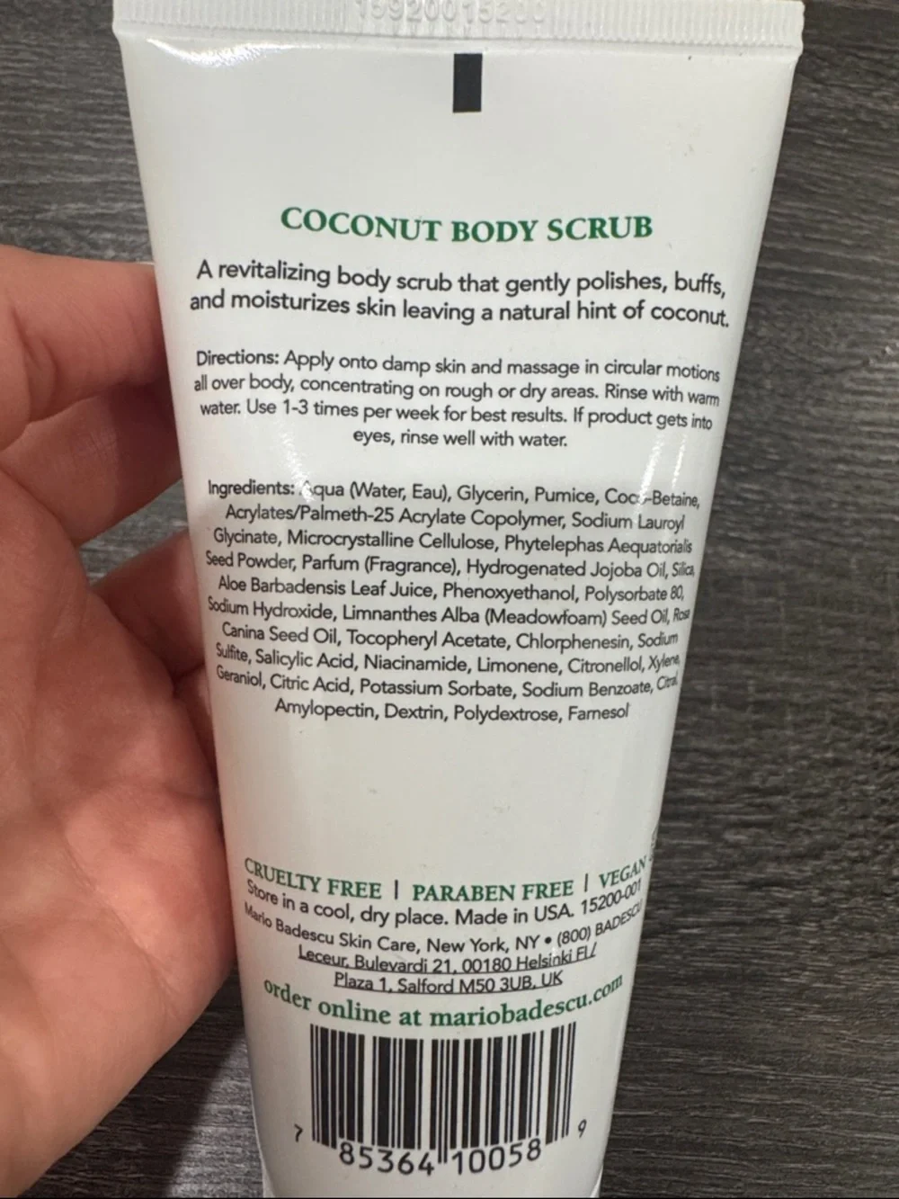 Mario Badescu Coconut Body Scrub - White & Light Green Tube
